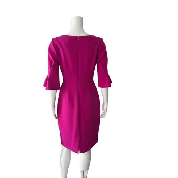 Badgley Mischka Magenta Bell Sleeve Sheath Dress Size 2 - Picture 3 of 6